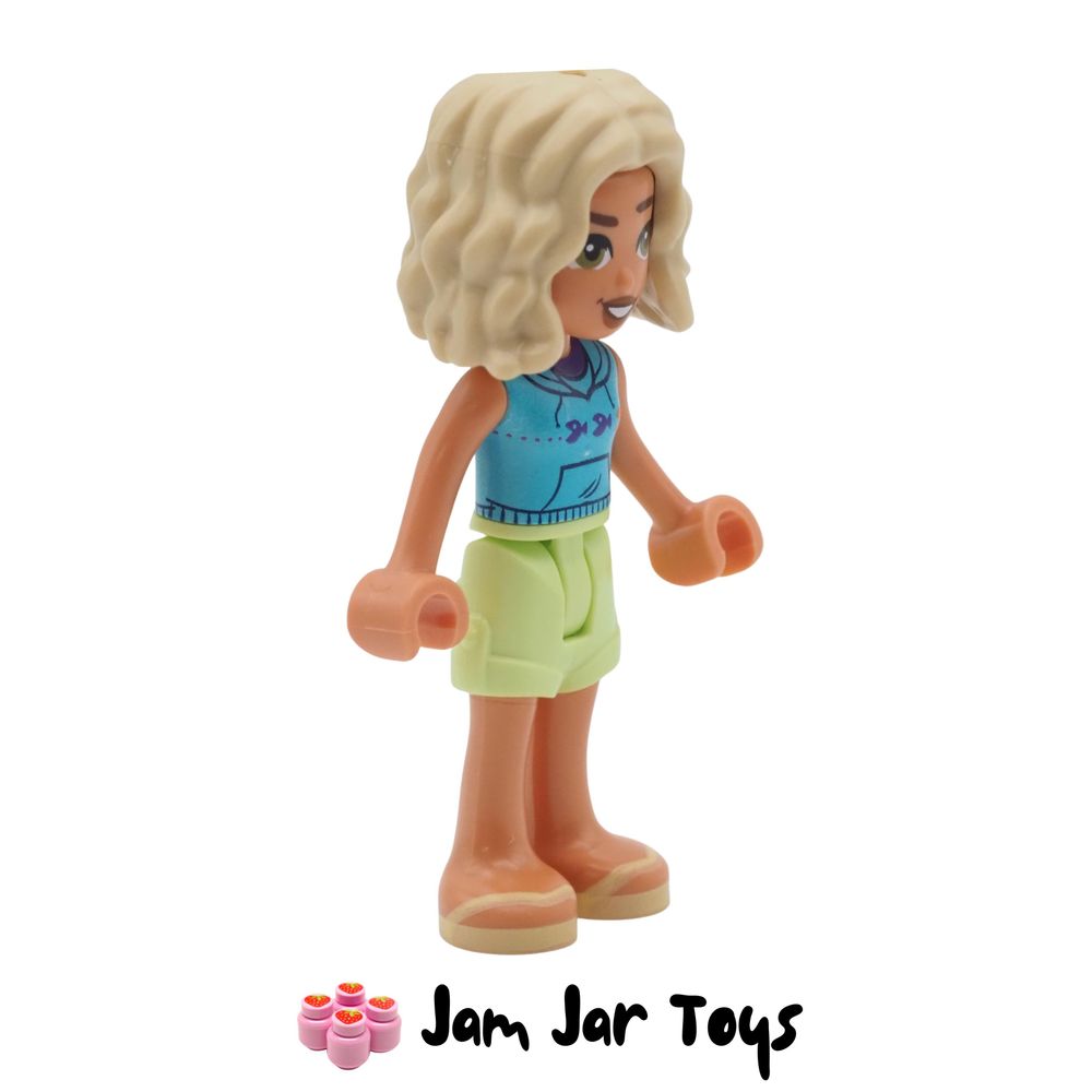 LEGO Minifigure Nova in Dark Azure Top & Yellowish Green Shorts Side View