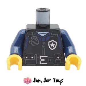 LEGO Torso – Black Police Vest with Utility Belt, Badge & Radio