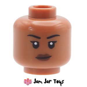 LEGO® Head – Sienna Brown, Closed Lips & Black Eyebrows. HF221