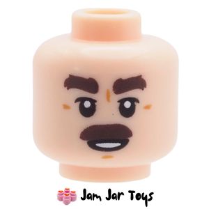 LEGO Racing Driver Head – Thick Brows & Moustache, Dual-Sided