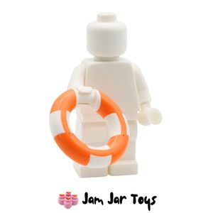 LEGO® White Life Preserver Ring Orange Pattern With Bar A625