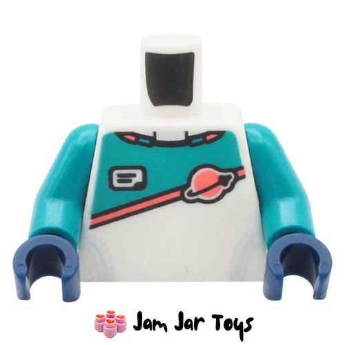 LEGO® Space Suit, Dark Turquoise Top, Coral Stripe, Classic Space Logo, ID Badge