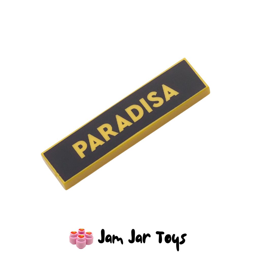 LEGO Yellow PARADISA 1 x 4 Tile, Black Background