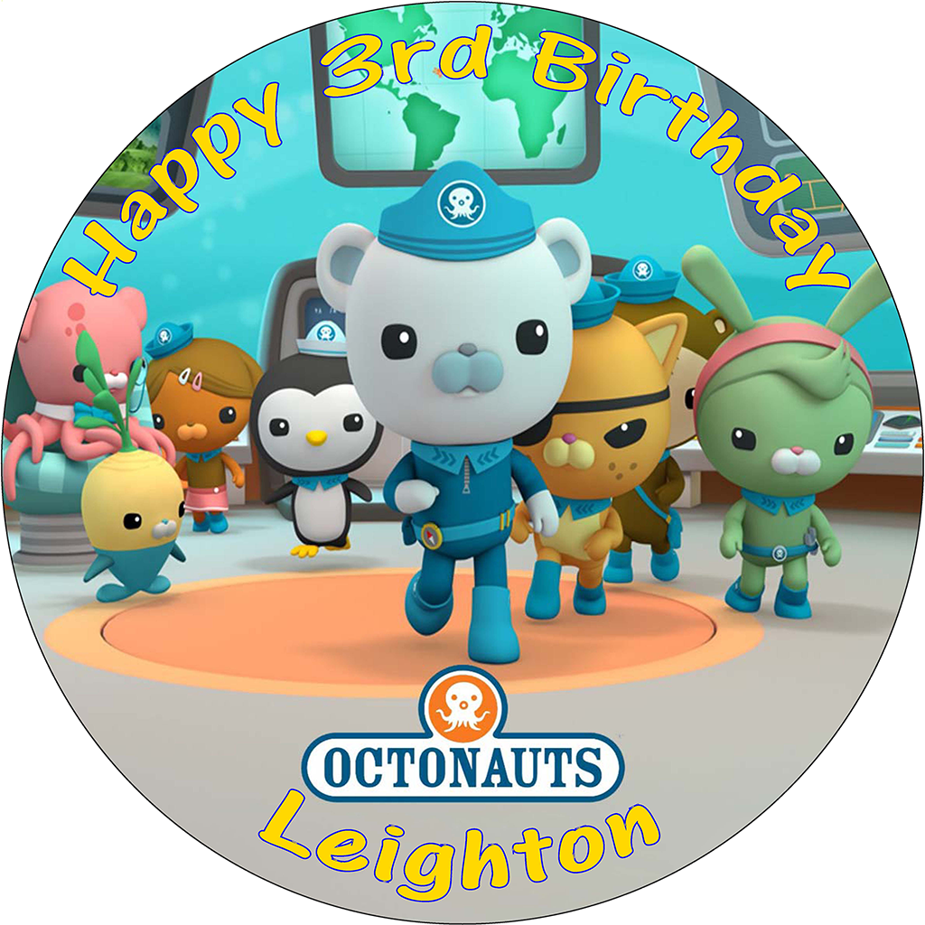 OCTONAUTS PERSONALISED ROUND PRINTED BIRTHDAY CAKE TOPPER DECORATION