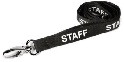 Black Staff Lanyards | 15mm Safety Breakaway Neck Lanyard with Metal Clip (10) - SKE Direct Sales