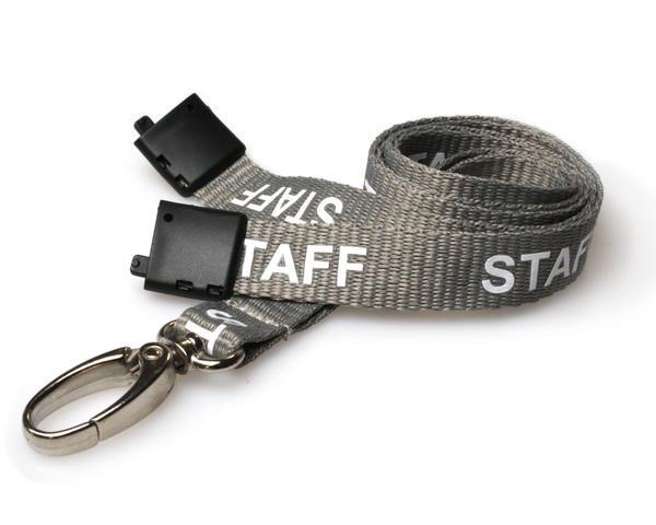 Grey Staff Lanyards | 15mm Safety Breakaway Neck Lanyard with Metal Clip (10) - SKE Direct Sales