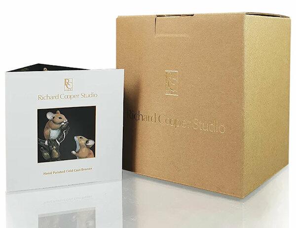 Bronze Hand Painted Mouse in Poppy Flower Box