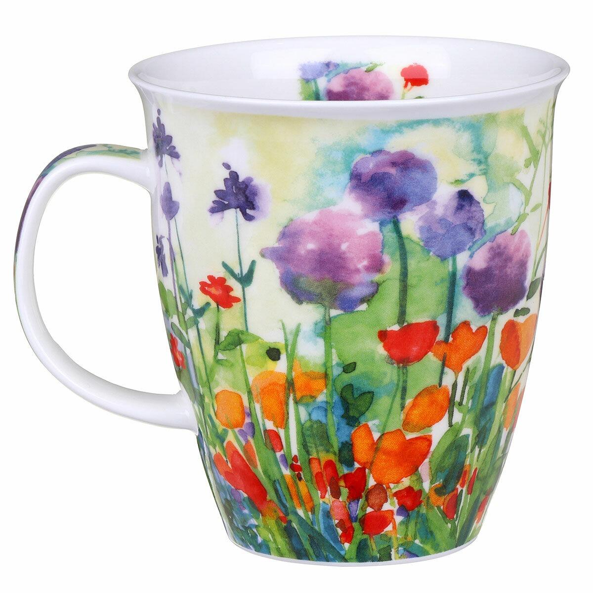 Dunoon Nevis Shape Mug - Bright Blooms Purple - Boxed
