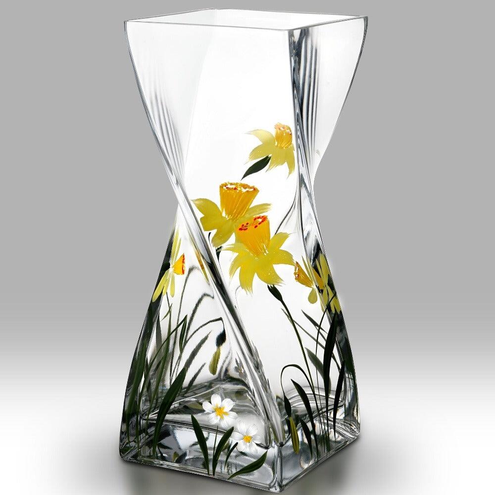 Nobile Glass Daffodil Twist Vase 25cm