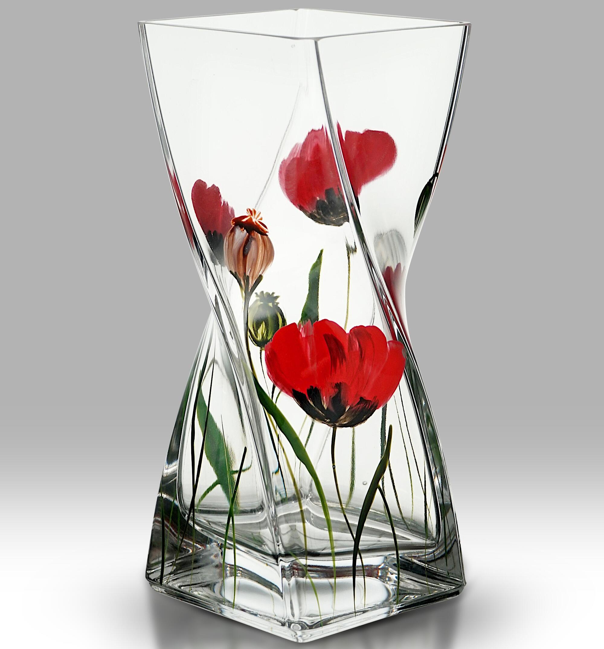 Nobile Glass Wild Poppy Twist Vase 25cm