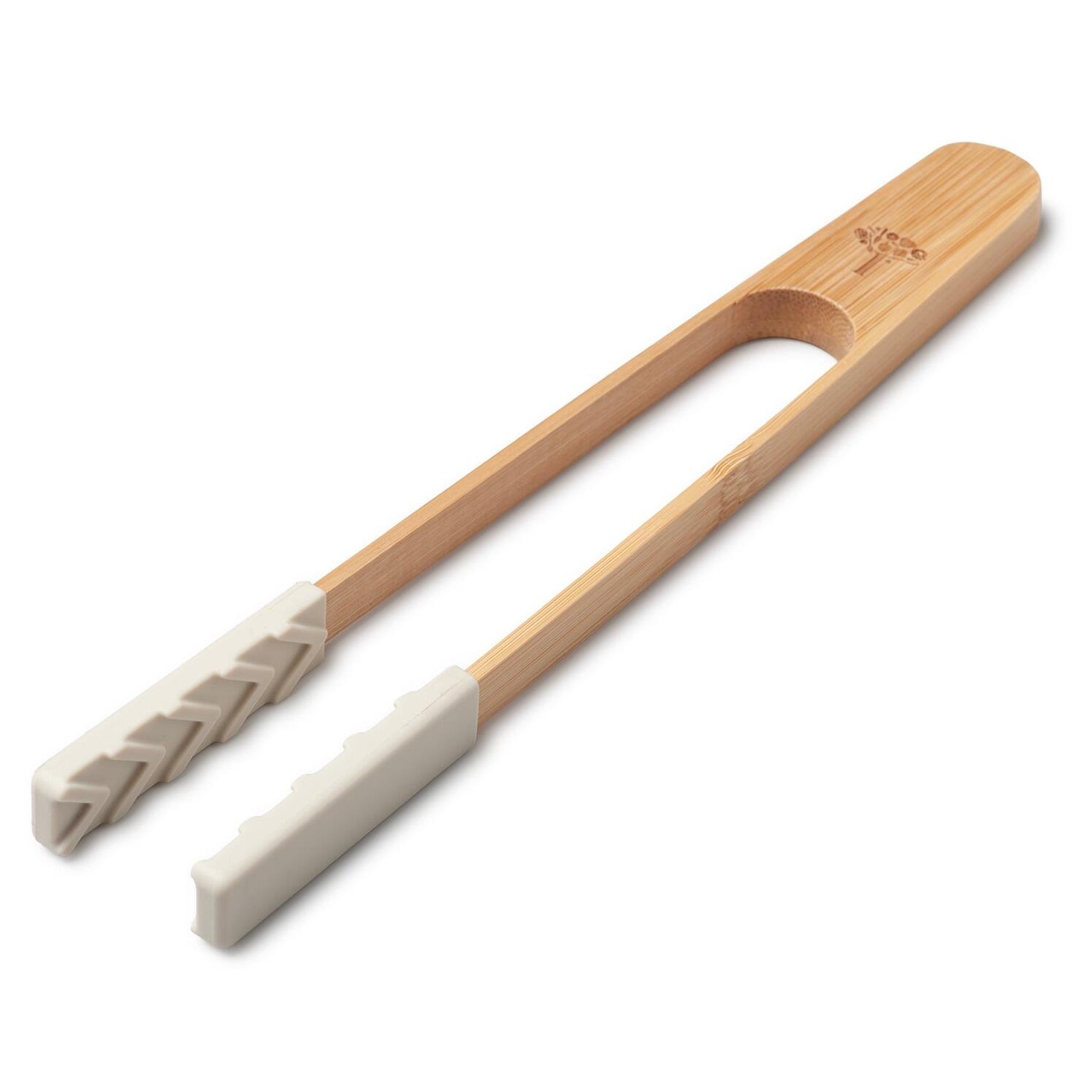 Zeal Bamboo Cooking Tongs with Silicone Tips 25cm Cream