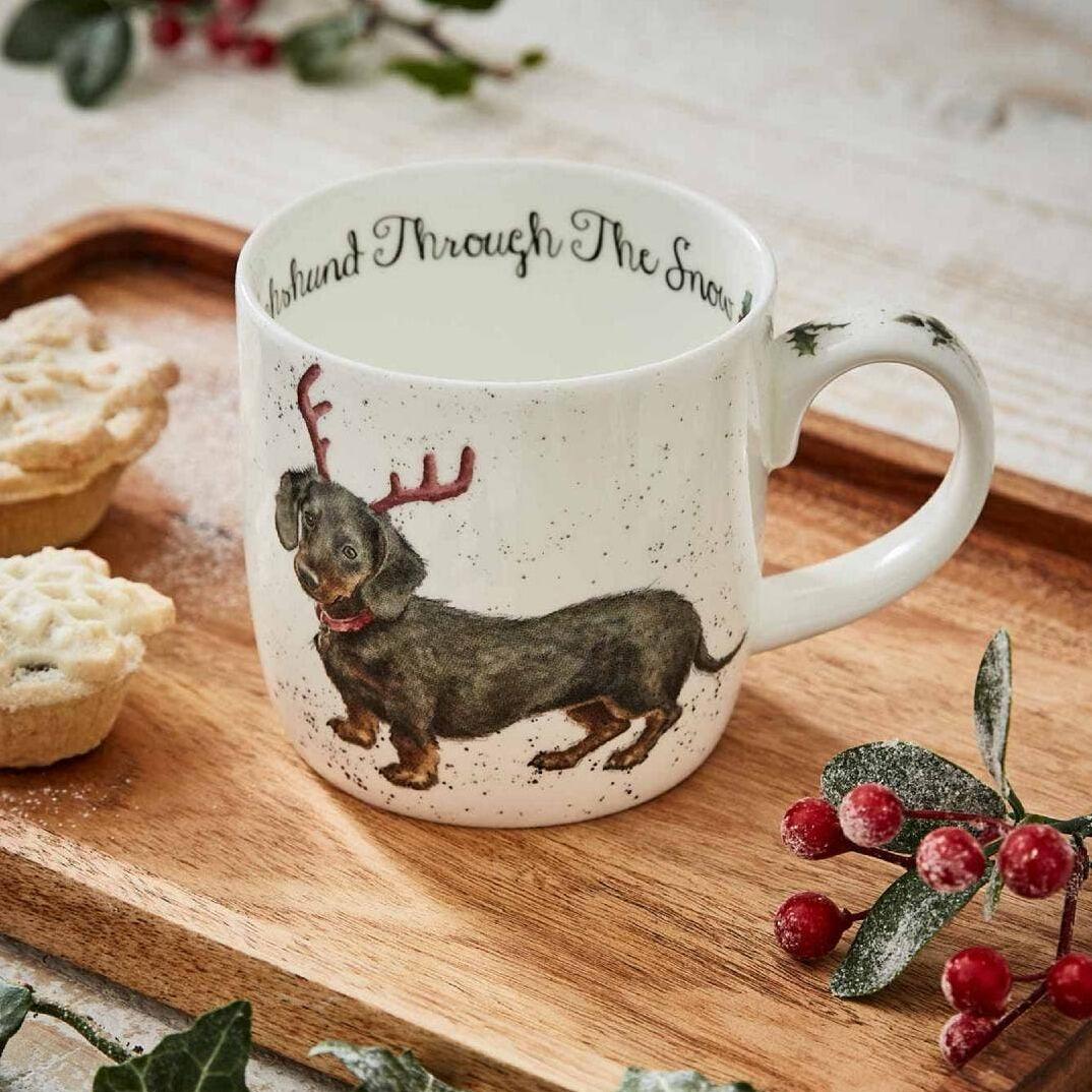 Wrendale Designs - Christmas Mug and Coaster Set - Dachshund Through the Snow