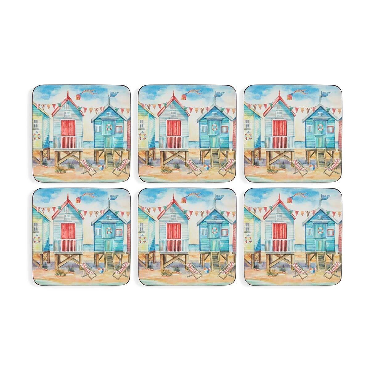 Pimpernel Beach Huts Set of 6 Coasters
