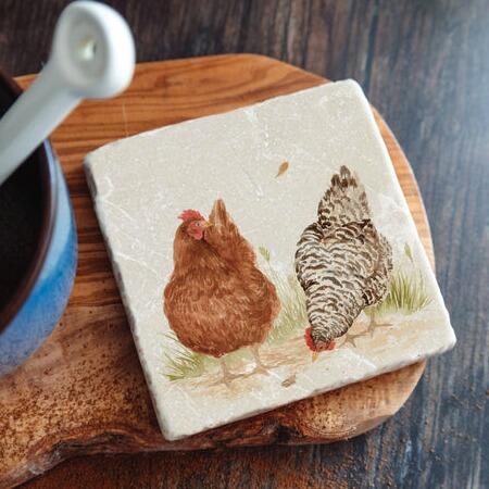 Humble Hare - The Farmhouse Hens Coasters Set of 2