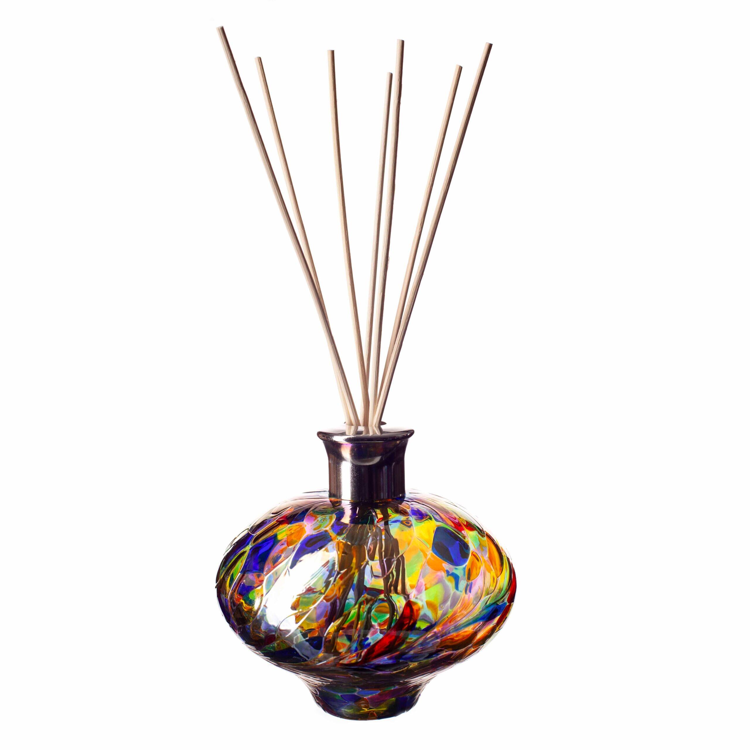 Amelia Reed Diffuser Glass Oval in Multi-Coloured Iridescence with Reeds
