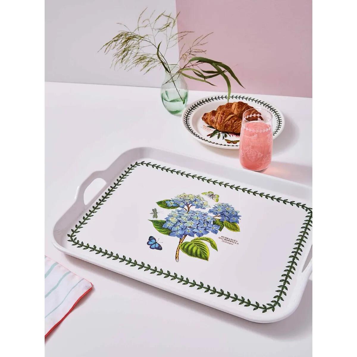 Portmeirion Botanic Garden Melamine Handled Serving Tray - Hydrangea 38cm