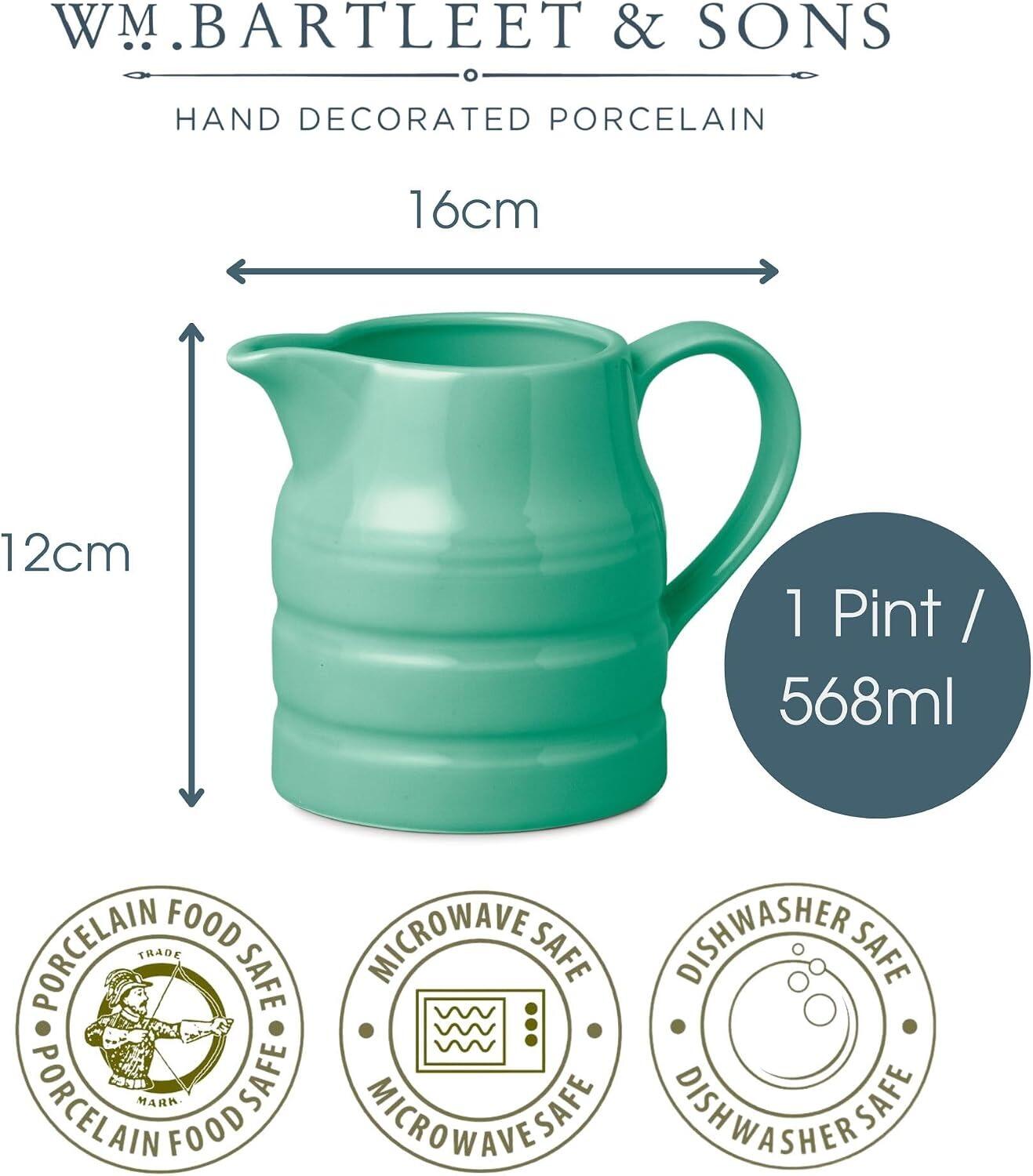 W M Bartleet & Sons Churn Jug 1 Pint Sea Green