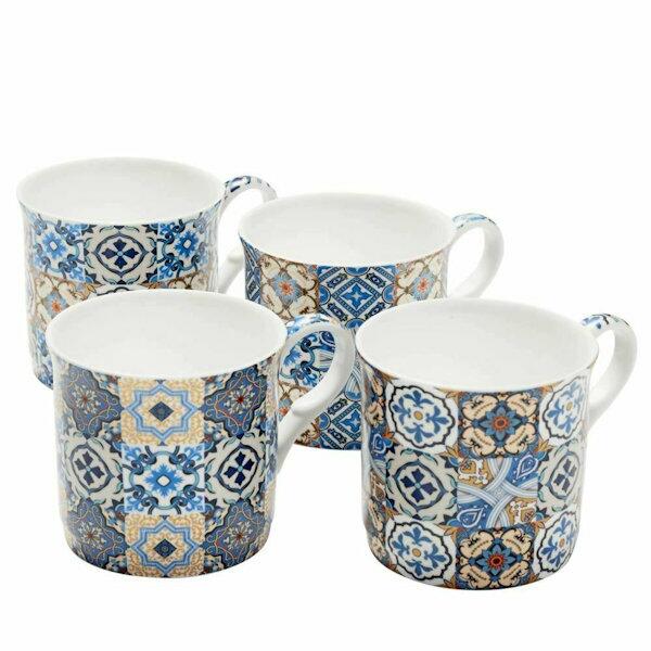 Heritage Bone China - Azulejo Blue Mugs - Set of 4