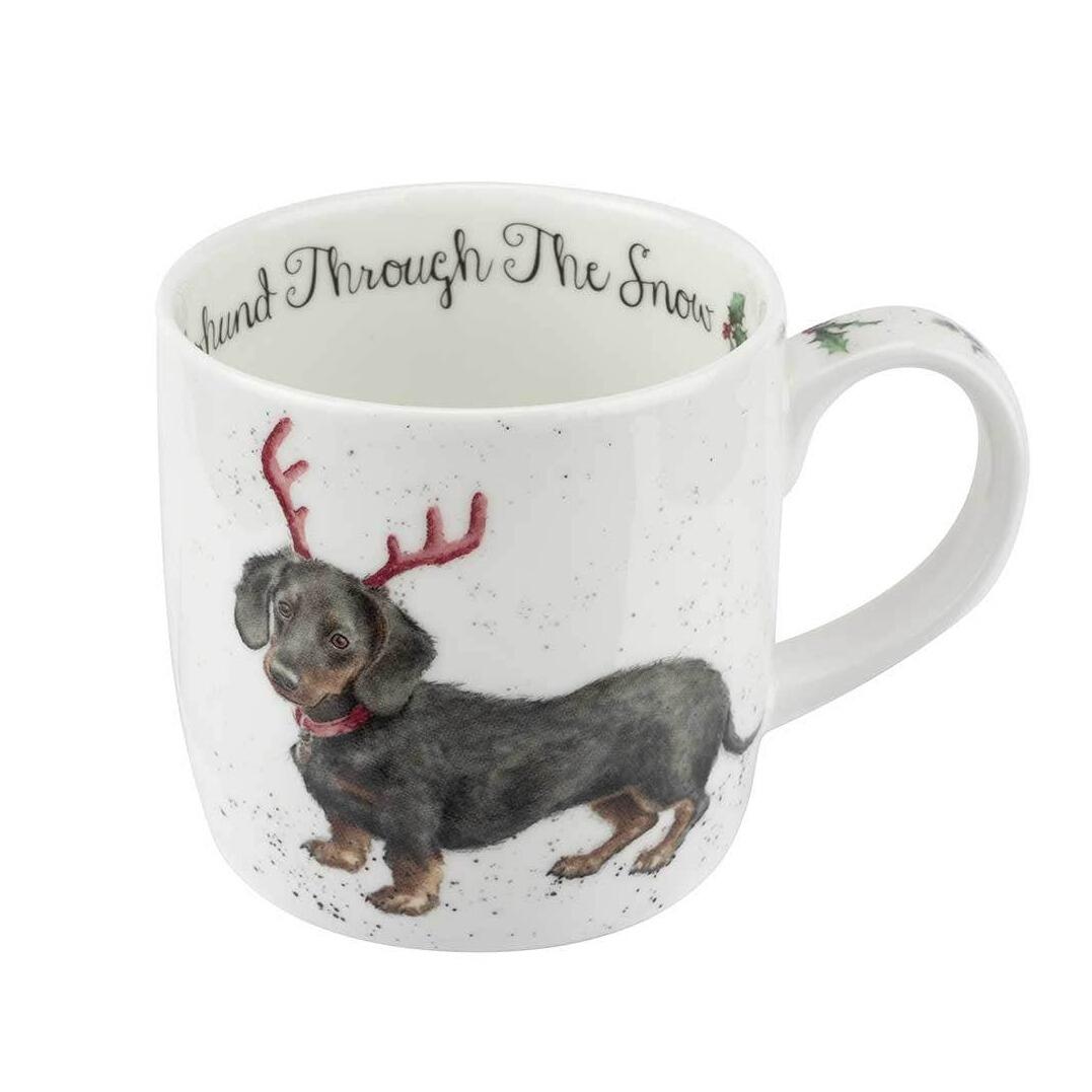 Wrendale Designs - Christmas Mug and Coaster Set - Dachshund Through the Snow