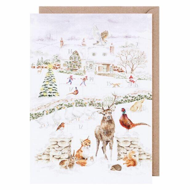 Wrendale Designs - Advent Calendar Card - ‘Home for Christmas’ Countryside Animals