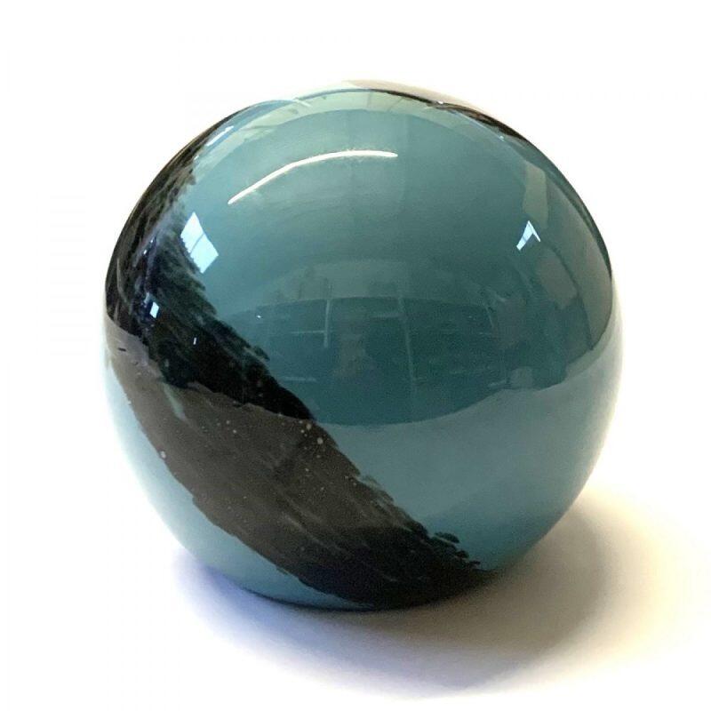 Glass Globe Black & Green Planet Table Lamp 28cm