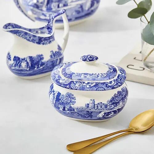 Spode Blue Italian Sugar Box Medium