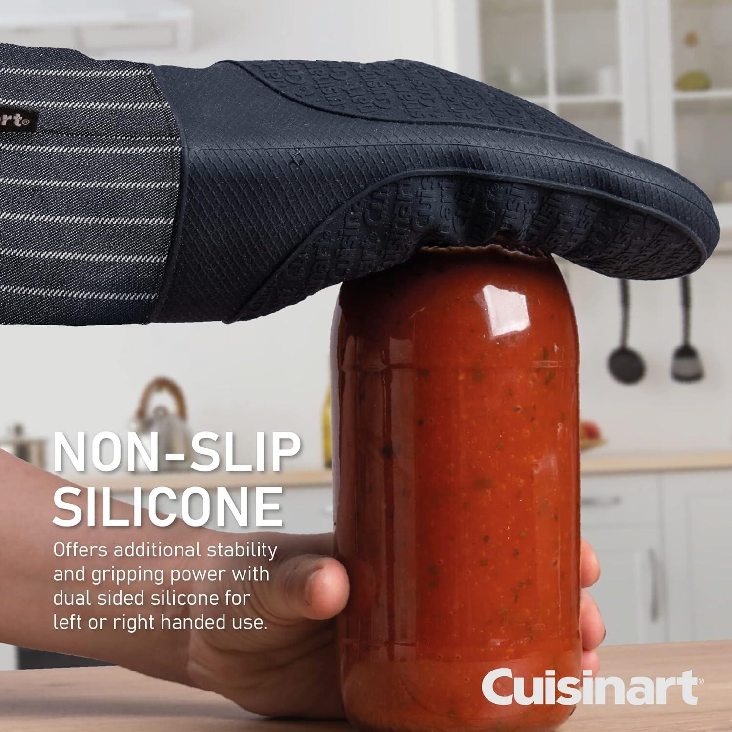 Cuisinart Silicone Single Oven Mitt - Denim Pin Stripe