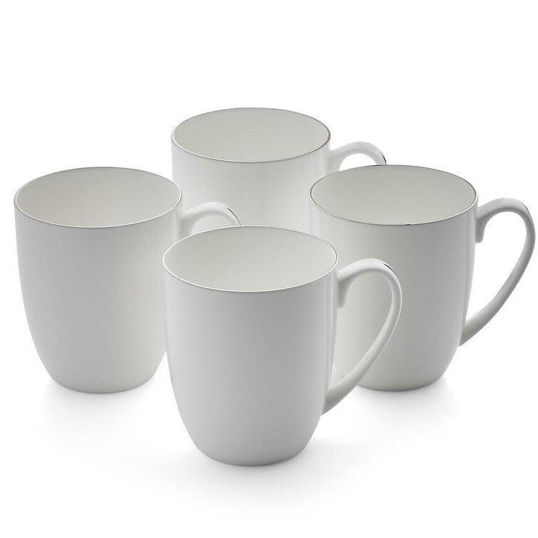 Royal Worcester Serendipity Platinum Barrel Shape Mug 0.35L Set of 4