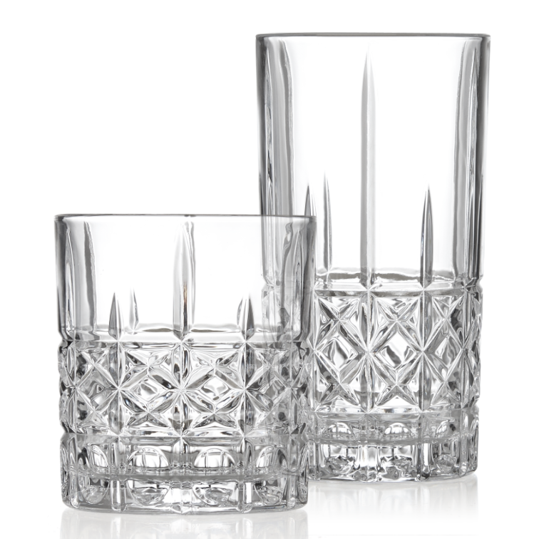 Klink London Camden Crystal Glass Tumbler & Highball Set of 8