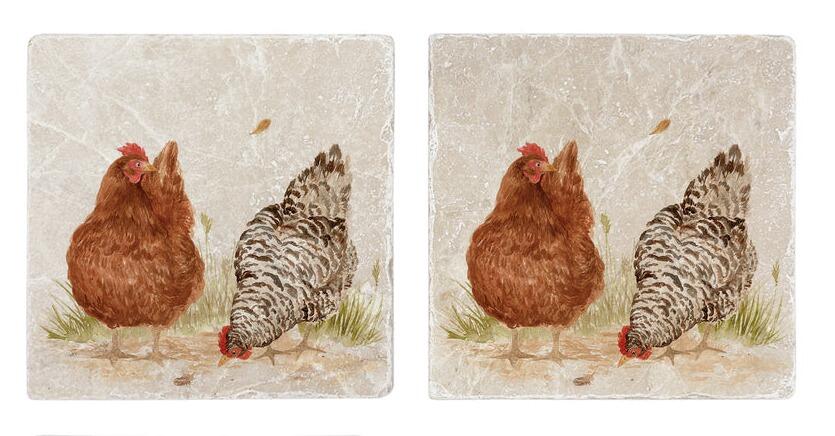 Humble Hare - The Farmhouse Hens Coasters Set of 2