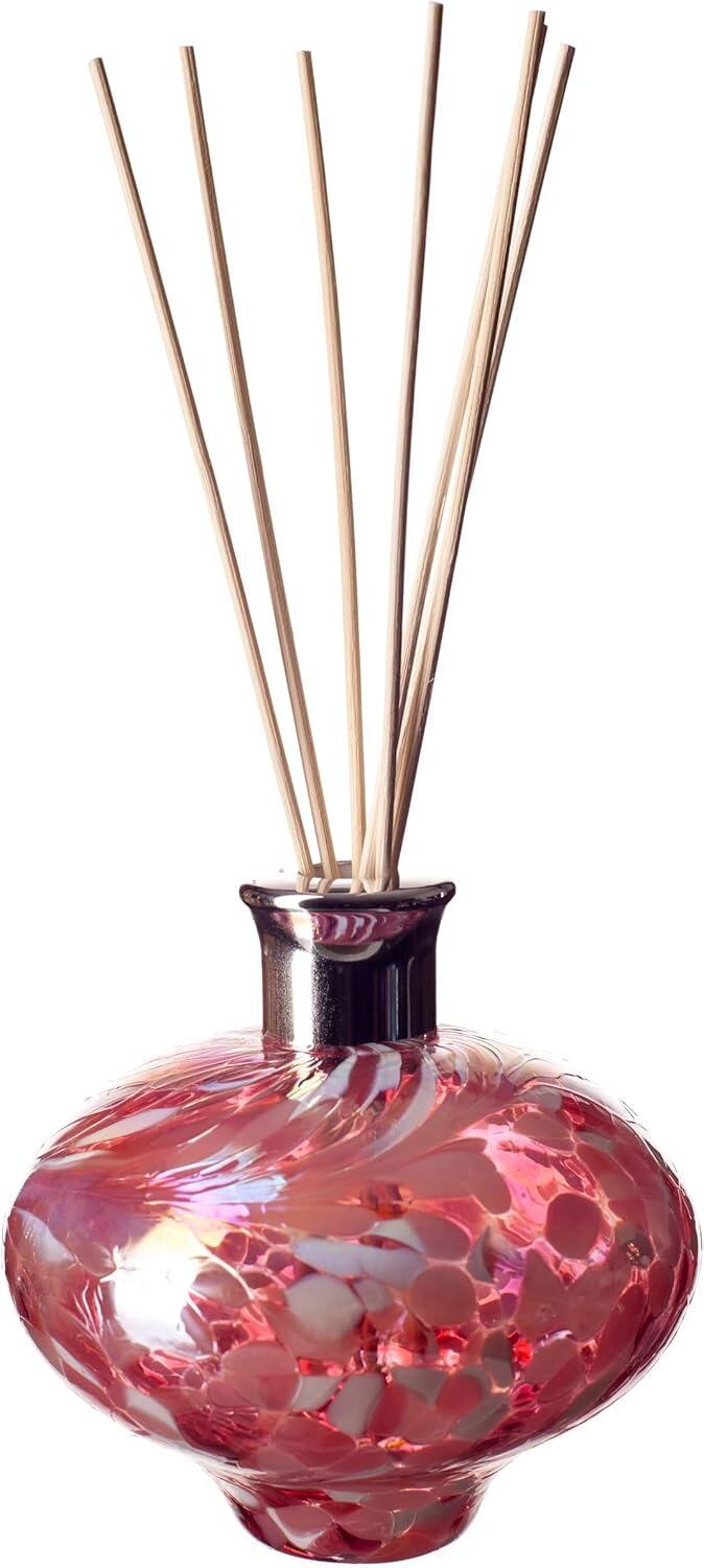 Amelia Reed Diffuser Glass Oval in Pink & White with Reeds