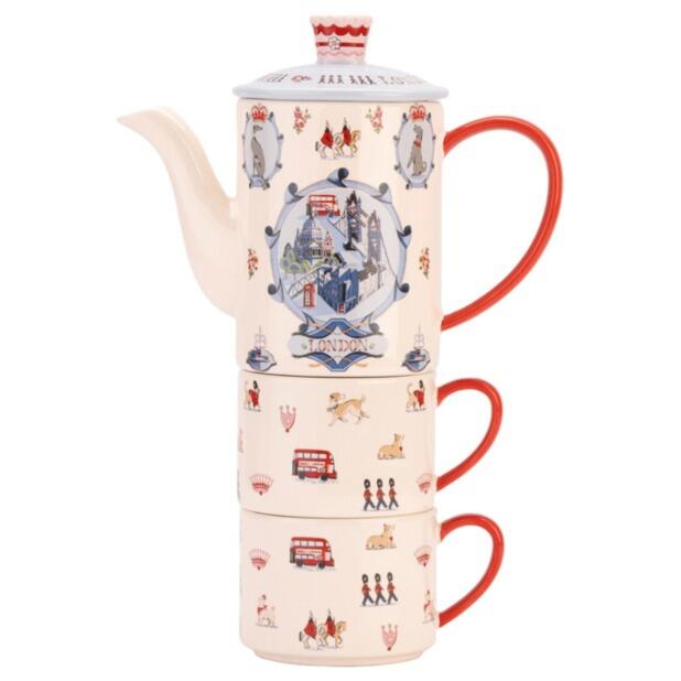Cath Kidston London Town Tea for Two Teapot & 2 Mugs
