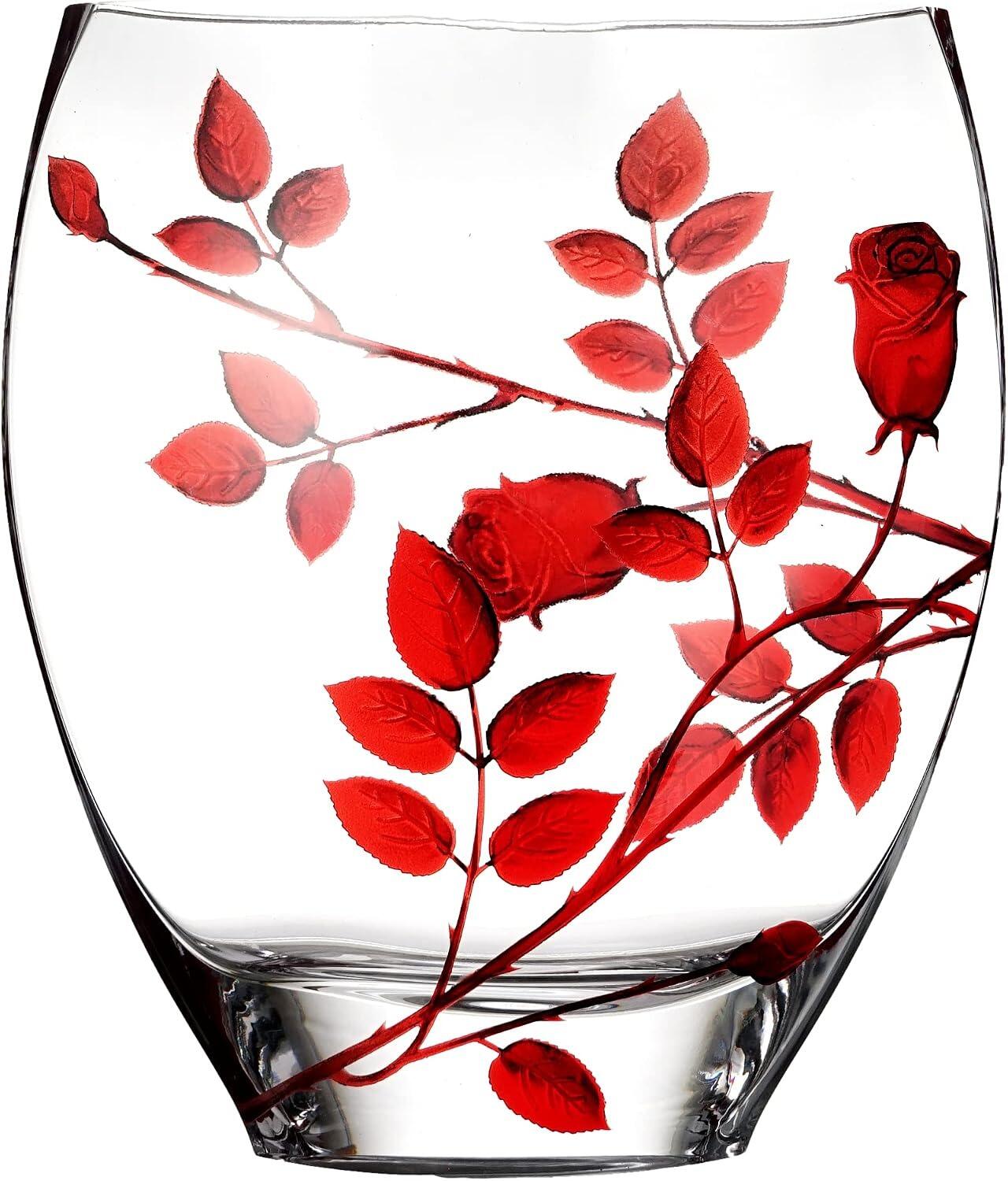 Nobile Glass Forever Rose Ruby Curve Vase 21cm