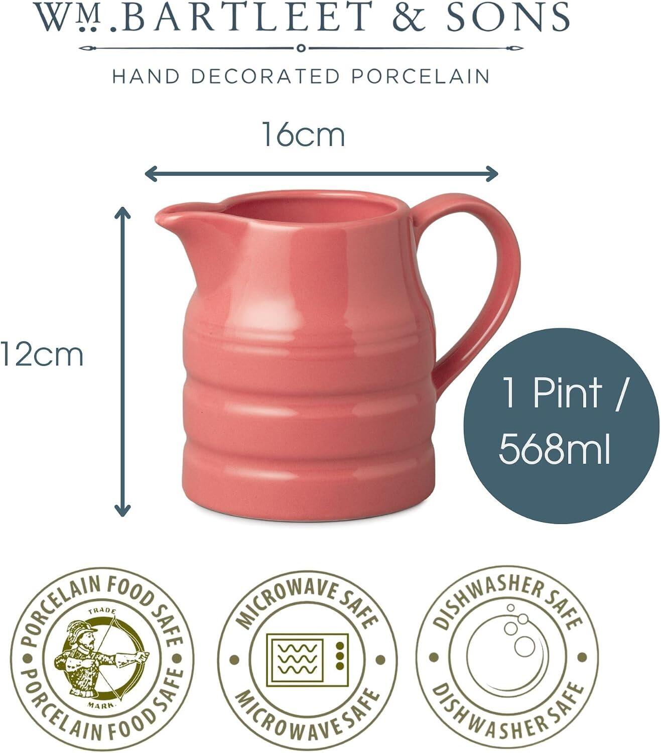 W M Bartleet & Sons Churn Jug 1 Pint Coral Pink