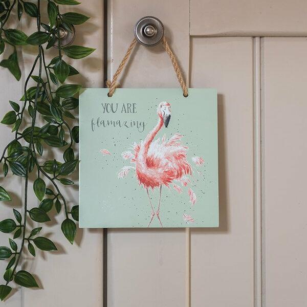 Wrendale Designs Flamingo Wooden Plaque - You are Flamazing
