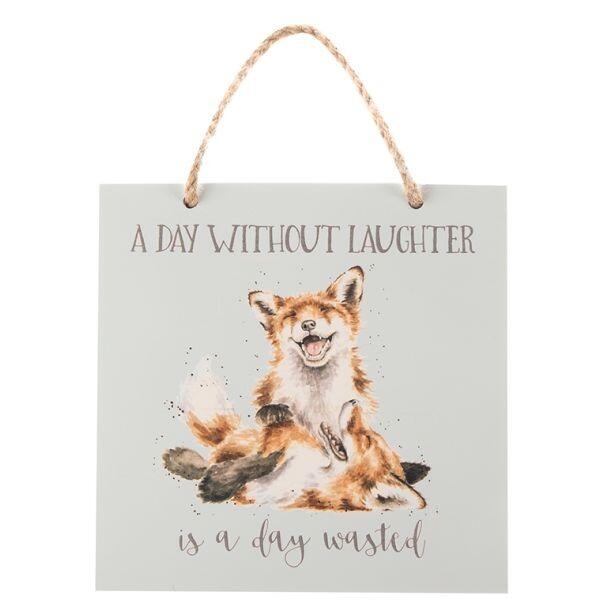 Wrendale Designs Fox Wooden Plaque - A Day Without Laughter