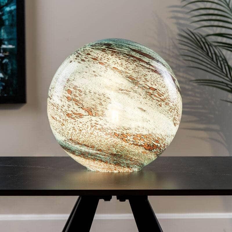 Glass Globe Cloudy Copper Table Lamp 28cm