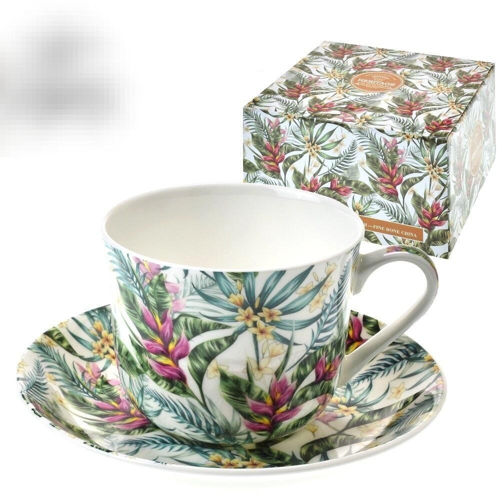 Heritage Bone China - Large Breakfast Cup & Saucer - Botanica Gift Boxed