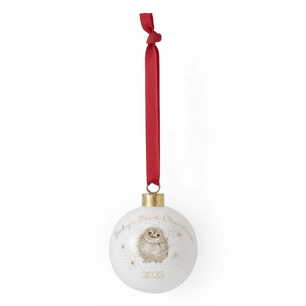 Wrendale Designs - Christmas Bauble - Baby's First Christmas 2025 Owl