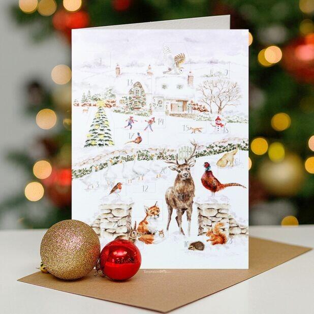 Wrendale Designs - Advent Calendar Card - ‘Home for Christmas’ Countryside Animals