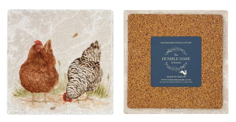 Humble Hare - The Farmhouse Hens Coasters Set of 2