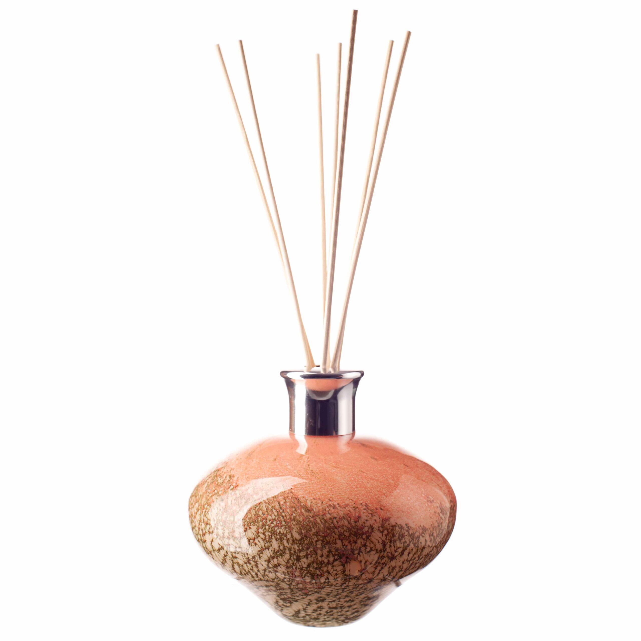 Amelia Reed Diffuser Glass Oval in Evergreen Blush with Reeds