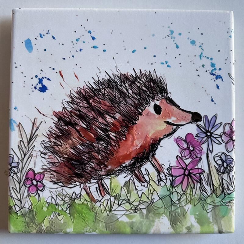 Milford Ceramic Art Tile or Trivet 20cm x 20cm - Hedgehog