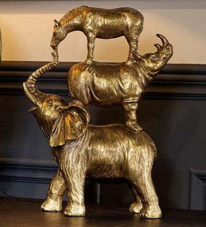 Genesis Fine Arts - Jungle Animals Gold Finish - Height 35cm