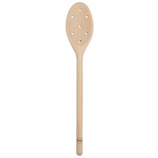 T&G Woodware Wooden Spoon with Holes in Waxed FSC Beech 30cm