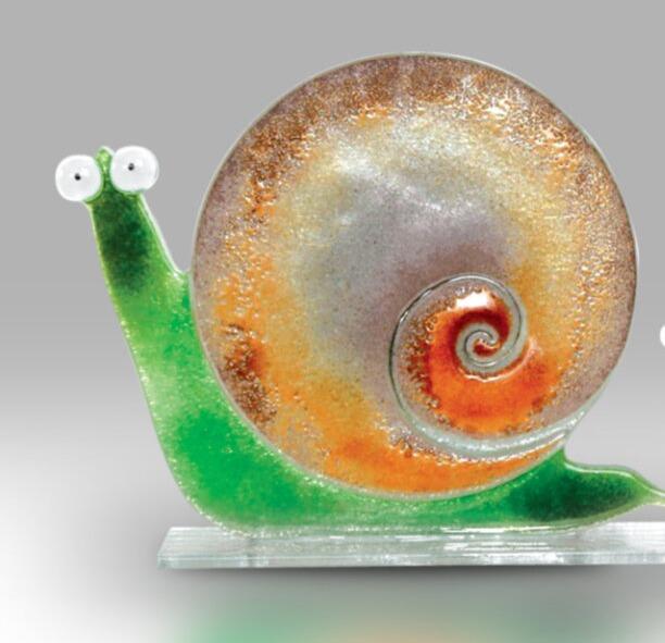 Nobile Fused Glass Artwork Snail Gold Large