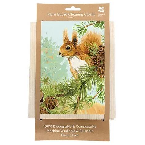 National Trust Red Squirrel Plant Based Set of 2 Cleaning Cloths