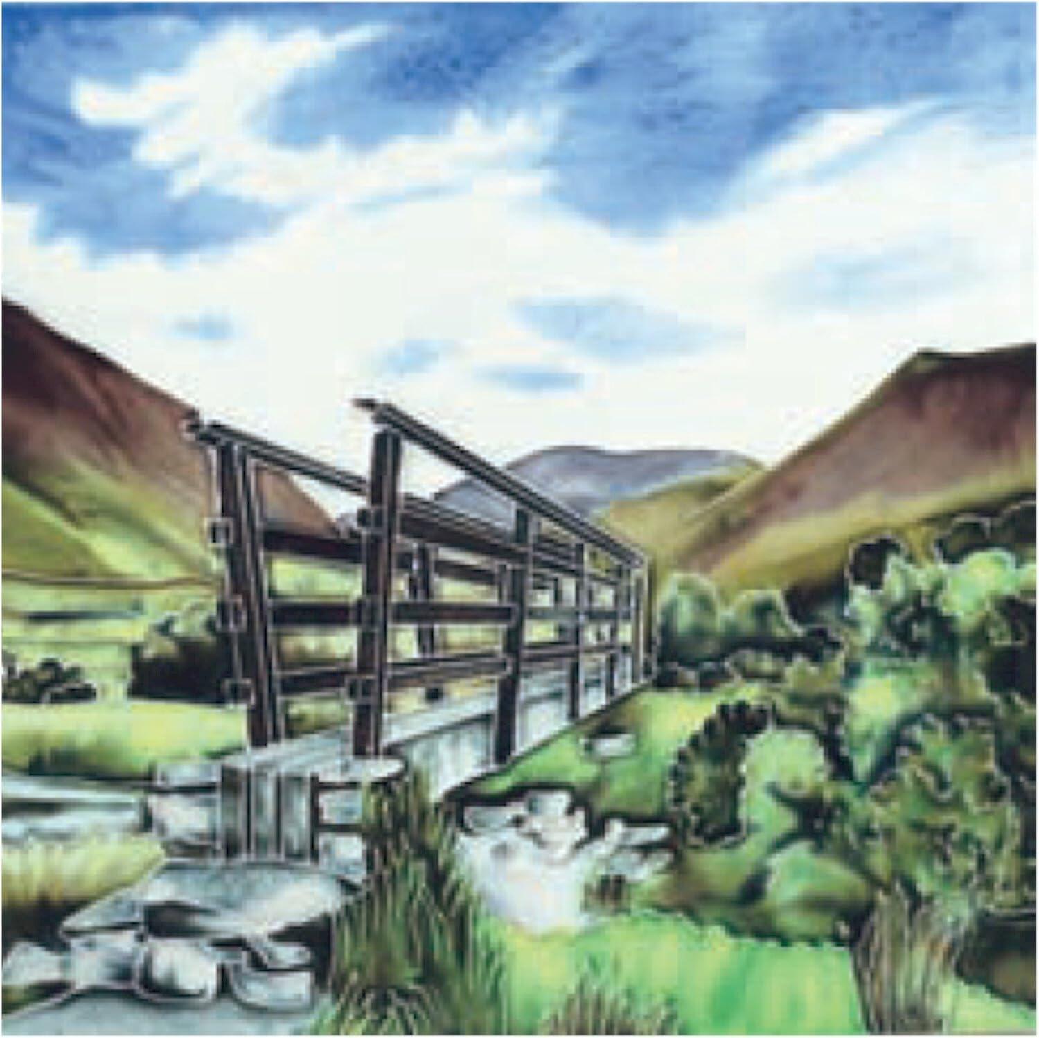 Benaya Ceramic Art Tile 20cm x 20cm - Small Wooden Bridge