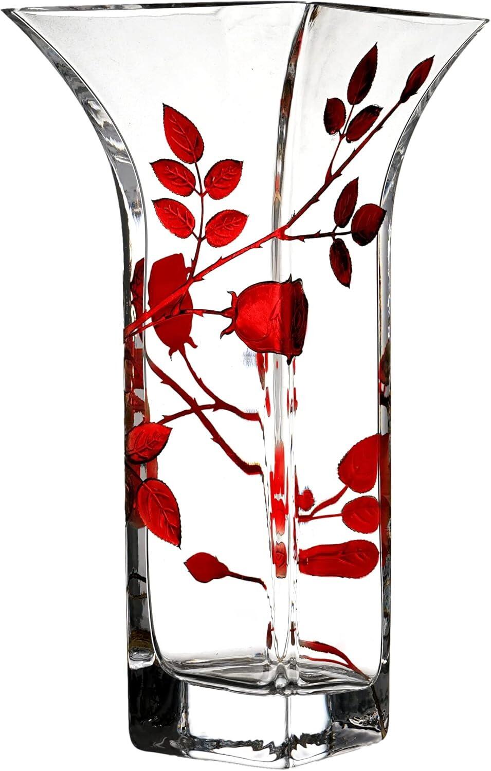 Nobile Glass Forever Rose Ruby Flared Vase 22.5cm