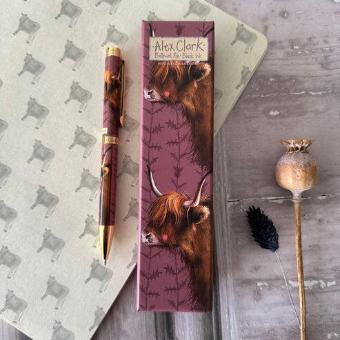 Alex Clark Highland Cow Ballpoint Pen Gift Boxed